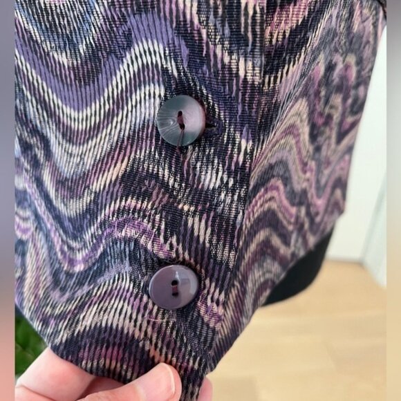 Northern Traditions Vintage Vest Purple Wavy Swirl Pattern Button Front Boho - Picture 7 of 8